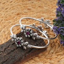 Multicolor Handmade Gemstone 925 Sterling Silver Cuff Bangle