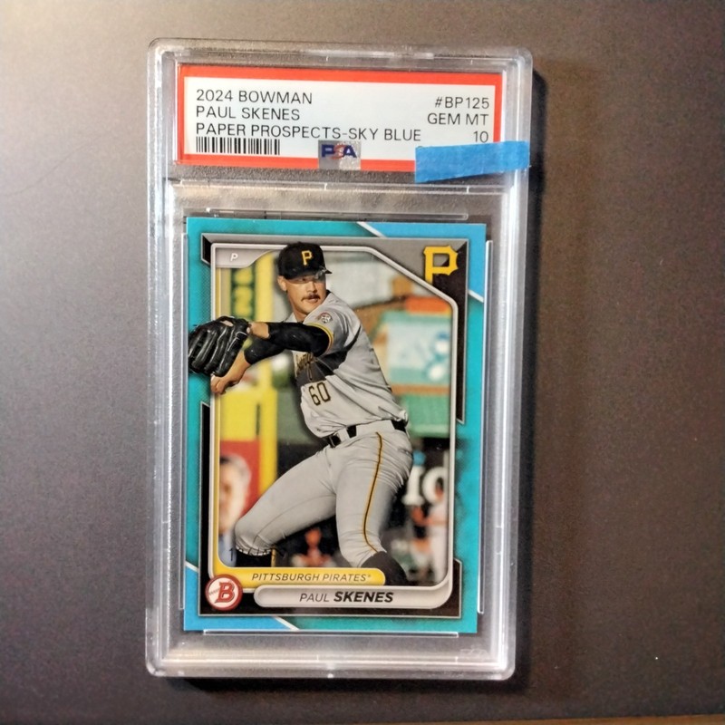 2024 Bowman Prospects #BP125 - Paul Skenes - Sky Blue /499 - PSA 10 (RC)
