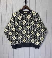Vintage LL Bean Sweater Men M High Trek Yarn 80s Fair Isle USA Made Orlon