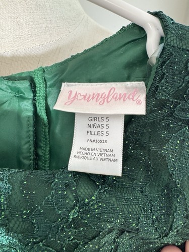 Kohl’s Youngland Green Children’s Party Occasion Dress Girls Size 5 - Picture 2 of 5