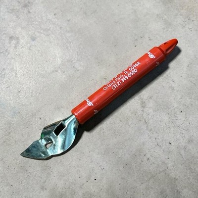 Snap-On Bottle Can Opener Pointed Tip 6  Vintage Red Orland Park Illinois Wozny