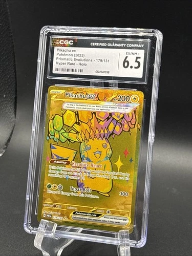 Pikachu EX Prismatic Evolutions  Hyper Rare Gold Card 179/131 CGC 6.5!