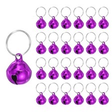 24 PCS Dog Bell, Cat Bell Dog Collar Small Pet Bells Keychain, Purple