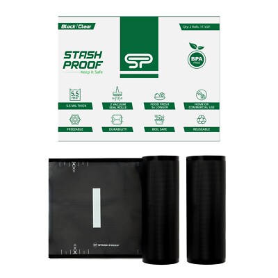 Stash Proof 11'' x 50' Vacuum Seal Rolls 2 Pack (100 ft) 5.5 Mil - BPA Free