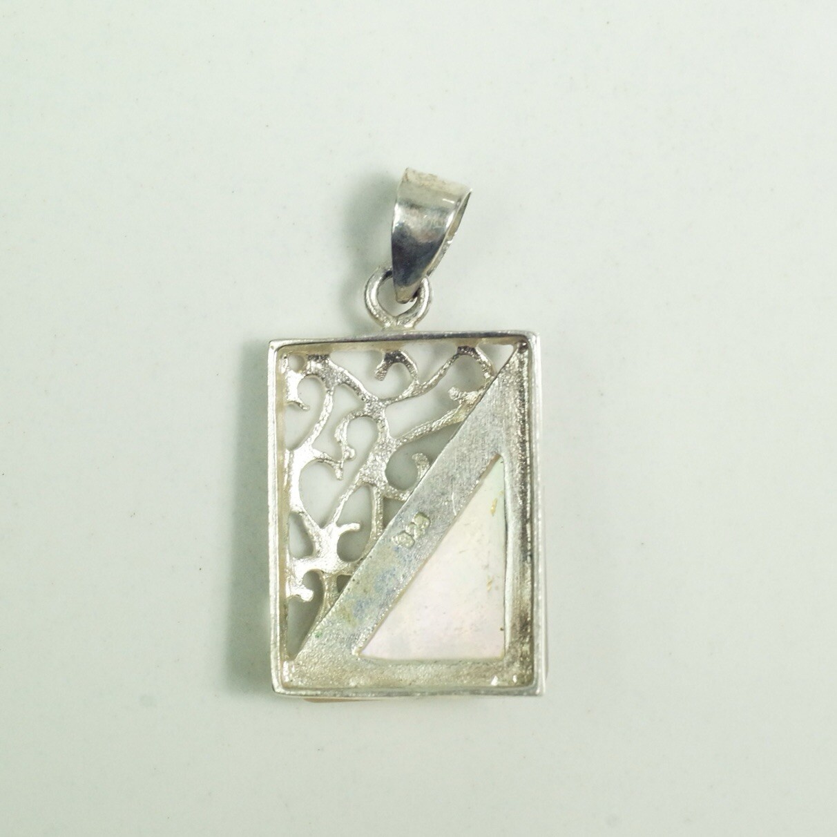 Sterling Silver Rectangle White MOP Filigree Open… - image 6