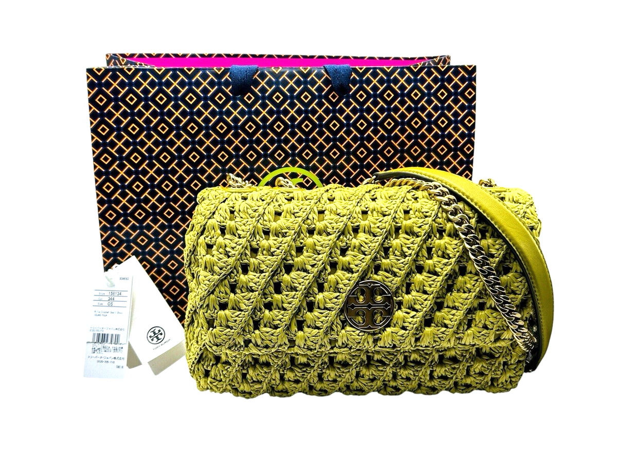 AUTH NWT Tory Burch Small Willa Crochet Shoulder Bag Island