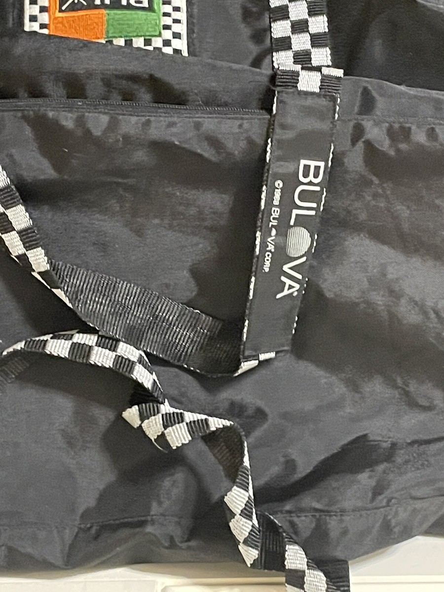 Bulova Vintage Duffle Travel Bag Checkered Straps Black  display picture 3