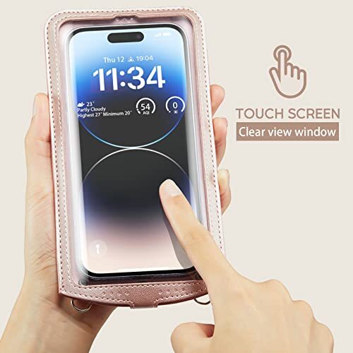 Small Crossbody Bag Cell Phone Purse for Women Men Leather Mini Rose Gold - 第 6/7 張圖片