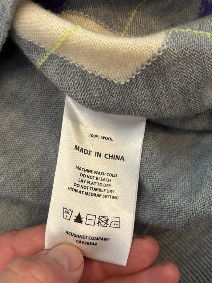 Footjoy FJ 1/4 Zip 100% Wool Sweater Men’s Medium Golf Pullover Sweater Argyle - Image 3 of 4