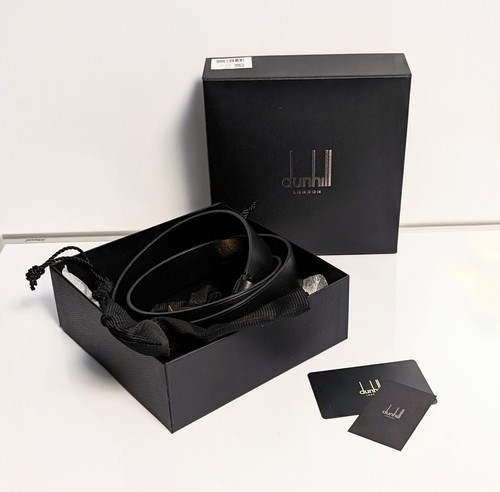 Cintura Alfred Dunhill Duke Lock Pin fibbia ottone pelle nera misura 38" £350 Italia - Foto 11 di 12