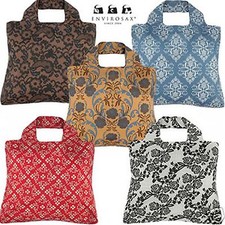 Envirosax Designer Reusable Foldaway Eco Shopping Bag Rosa Range Lace Blue Tan