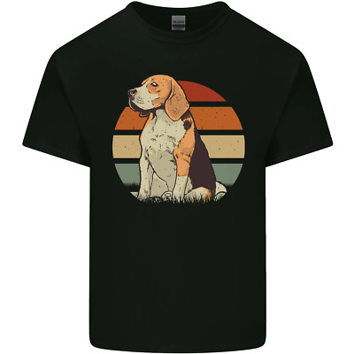Hunde Beagle mit Retro Sonnenuntergang Hintergrund Kinder T-Shirt Kinder