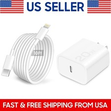 Original 20W USB-C Fast Charger for iPhone 14 13 12 11 Pro Max 8 7  10ft Cable