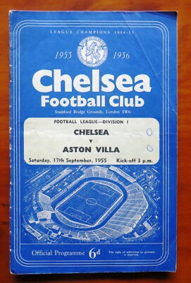 1955 UK Football Programme:  CHELSEA vs ASTON VILLA - (Stamford Bridge, London)