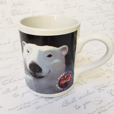 Vintage 1996 Coca-Cola Coffee Mug with White Bear Print M-25