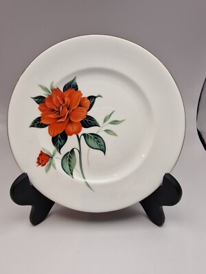 Vintage Royal Albert Tahiti rote Blume Brot Beilagenteller 61/4'' glatte Form 1950