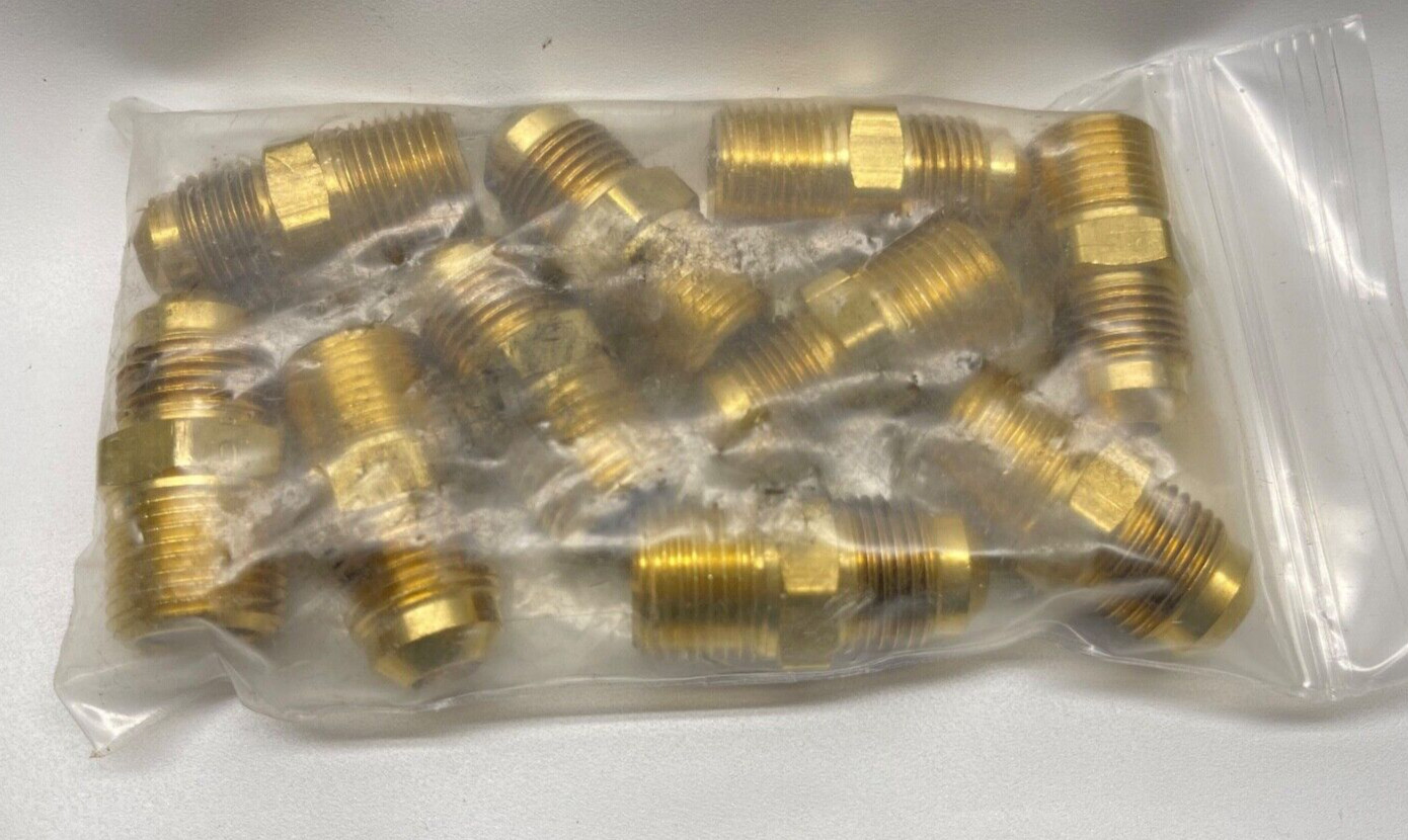 PACK OF 10 MALE BRASS FITTING, MPT Pipe Adapter 3/8" FLARE x 3/8" Male(MIP NPT)