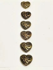 VTG New York NONY Brass Tone  Heart Floral Button Covers & Collar Tips