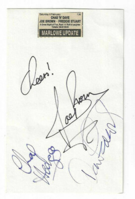 Joe Brown, Chas 'N' Dave Signed Card / Autographed Rock & Roll