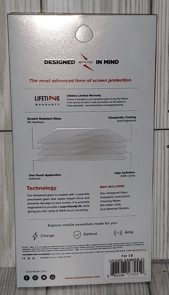 Zizo Tempered Glass Screen Protector S8 Galaxy Clear - Image 2 of 4