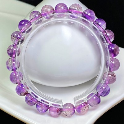 8mm Natural Purple Rutilated Super 7 Quartz Crystal Beads Bracelet