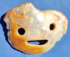 PRE-COLUMBIAN Mother of Pearl Abalone Shell Carving Mask Pendant- Manta Ecuador