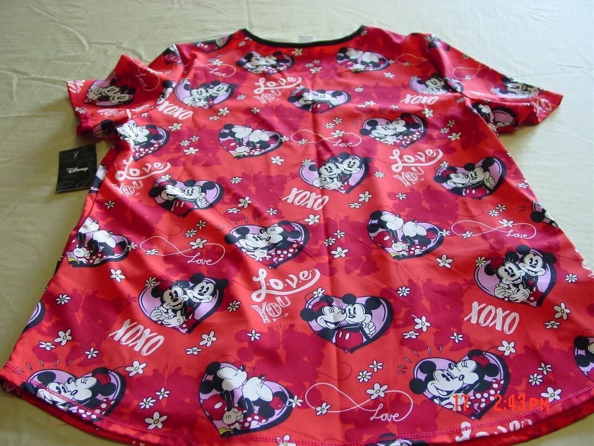 NWT Womens Valentine Love Scrub Top Disney Size Medium | eBay