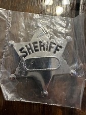 1 NEW METAL TOY SHERIFF BADGE WEST COWBOY SILVER SHERIFF'S BADGES PARTY FAVORS