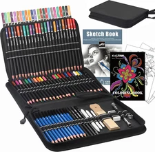 76Pc Art Set-Sketching&Drawing Kit Book, Sketchbook Pencils, Pastels,Watercolors