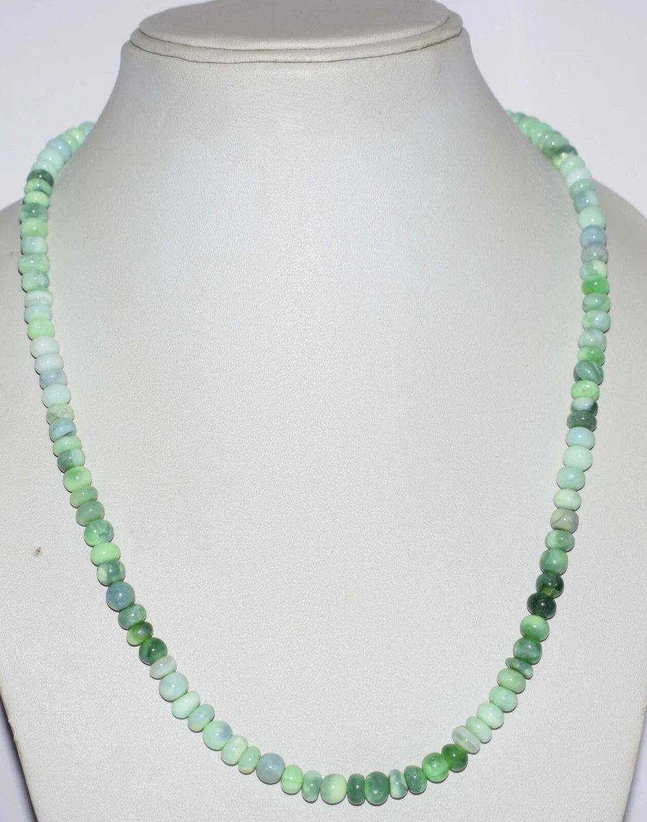 925 Fine Silver Green Opal Gemstone 6 7 mm Round Beads 14