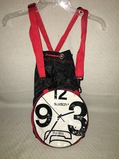 Vintage Swatch Swiss Watch Face Duffle Bag Backpack 18"X10" BLK RED WHT USA MADE