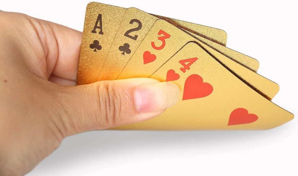 Las Vegas 24k Gold Plated Playing Cards Poker Game Deck Black Jack Rumy Gift - Image 3 of 4