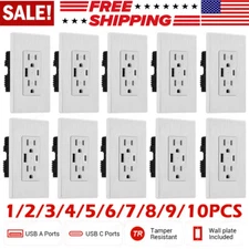 Electrical AC Power Outlet Panel Wall Socket  Receptacle USB-C USB-A Port LOT