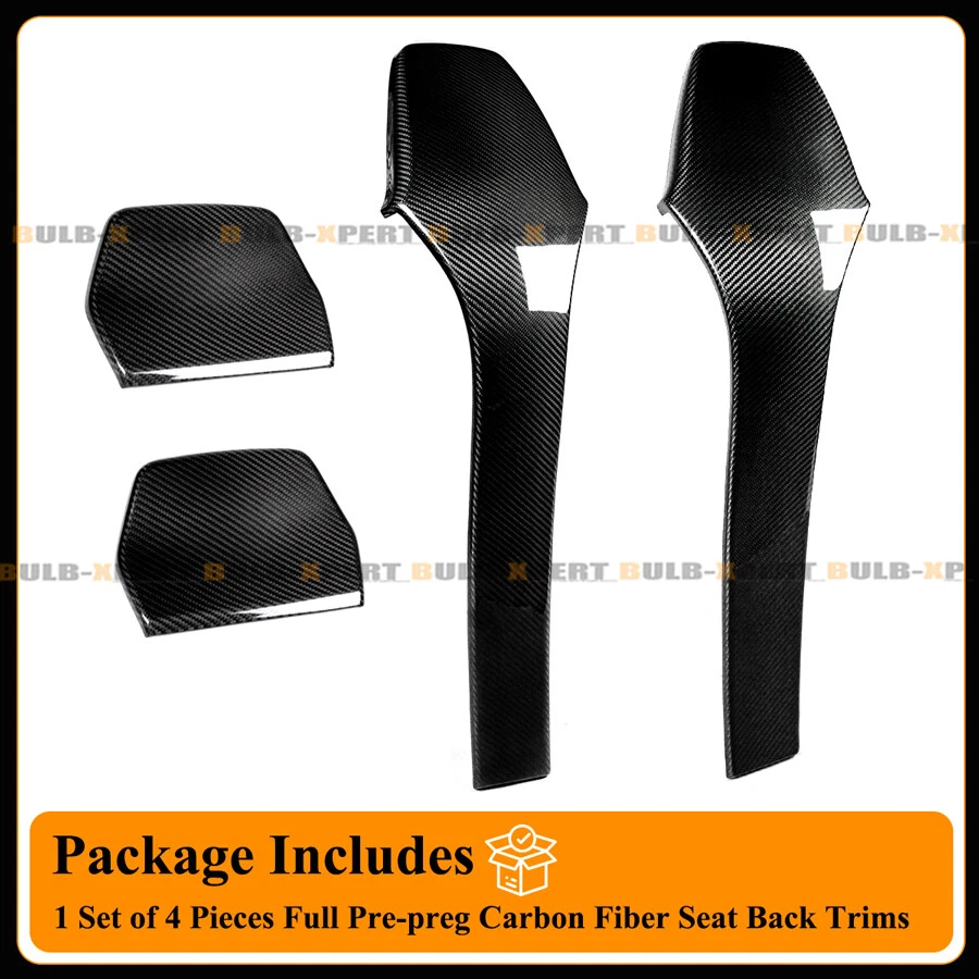 For 15-20 BMW F80 M3 F82 M4 Prepreg Carbon Fiber Seat Back Cover Trims F+ R 4pc  - Image 4 of 4