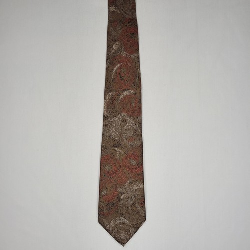 VINTAGE Serica Tie Brown Abstract Floral Silk Hand Made Bonney & Gordon Neck Tie - Picture 5 of 10
