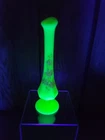 VTG Fenton URANIUM DAISIES Custard SATIN Hand Painted Floral BUD Vase SIGNED