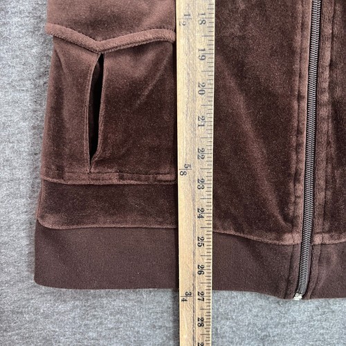 Sarah Johnson Track Jacket Womens Size S Brown Velour Long Longline Hoodie Y2K - Picture 4 of 9