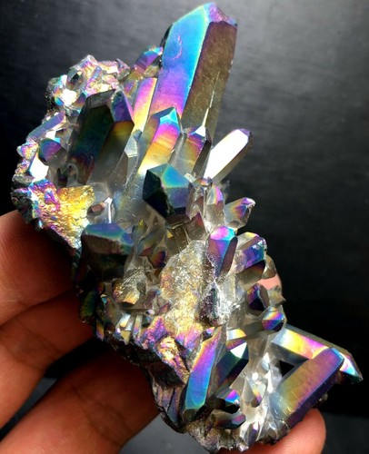 66g WOW! Rainbow Titanium plated Crystal Cluster, color-changing crystal R444 - Picture 6 of 8