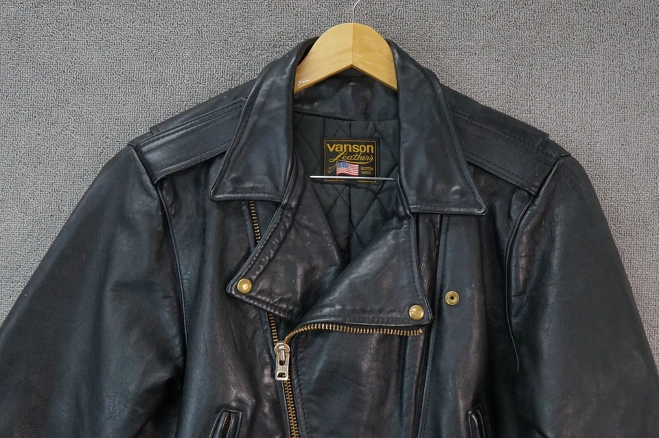 VANSON C2 Double Riders Leather Motorcycle Jacket Hardcore Highway Vintage Sz 18 - Image 2 of 4