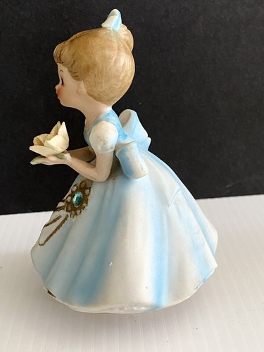 Lovely Vtg March Birthstone Girl Figurine Dressed In Blue Musical Spinning Base - Picture 7 of 22