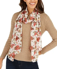 Cejon Women's Scarf Christmas Winter Theme Cardinals White NEW #87