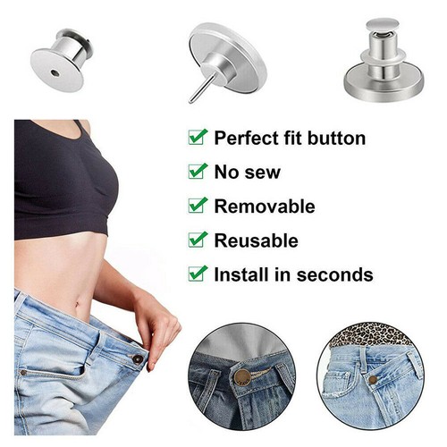 Retro Metal Buttons Snap Fastener Pants Pin for Jeans Retractable Sewing-Free - Picture 4 of 11