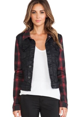 Hudson Jean Signature Plaid Jacket In Wasteland Women Size S Button Front