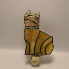 Plastic "Stained Glass" Vintage Cream Cat Nightlight, Eagle USA