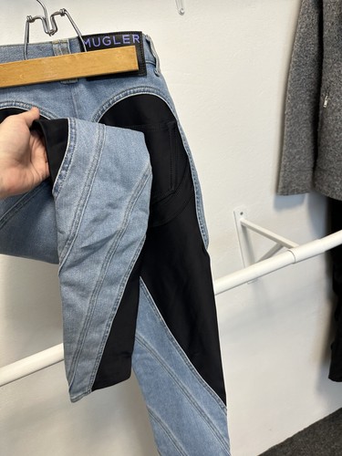 Mugler X H&M Spiral Jeans US Größe 0 US 0 EUR 32 Schwarz Stretch Blau Denim - Bild 9 von 12