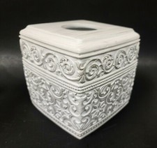 NEW AMG WHITE,GRAY RESIN,3D SWIRL,SPIRAL VINTAGE STYLE TISSUE BOX NAPKIN HOLDER