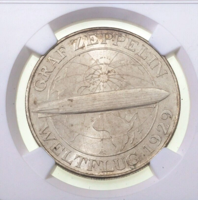 1930 Germany 5 Mark Graf Zeppelin Flight Graded by NGC as MS-62, KM 68 - Image 3 of 4