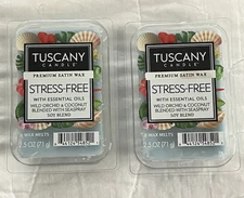 Lot Of 2 Tuscany Candle Stress-Free Wax Melts 2.5 oz Each New and Unused