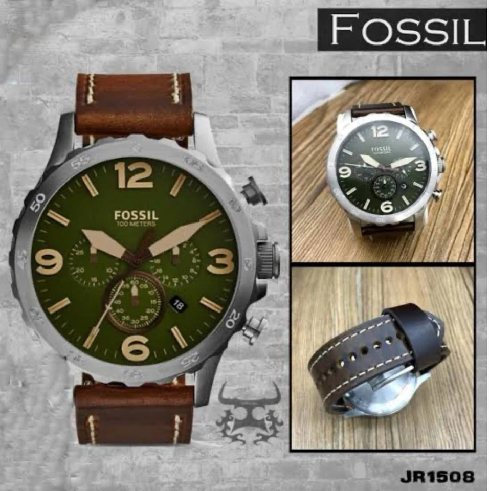 Мужские кварцевые часы-хронограф Fossil JR1508 Nate нержавеющая сталь коричневая кожа - Изображение 2 из 3