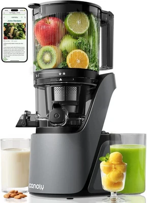 Canoly C16 Cold Press Juicer, 6" Extra Wide Feed Chute, 3-IN-1 Strainers (Juice